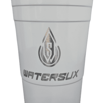 A WaterSux Logo Printed Cup With White Paint