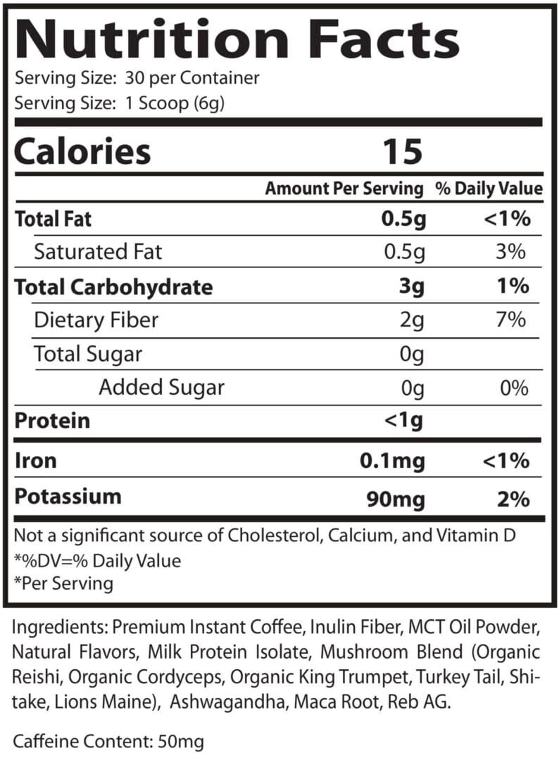 Water Sux French Vanilla Mushroom Coffee — 30 Servings 1 scoop(6g) - Image 2